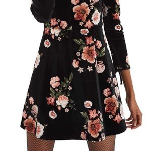 Topshop velvet floral dress